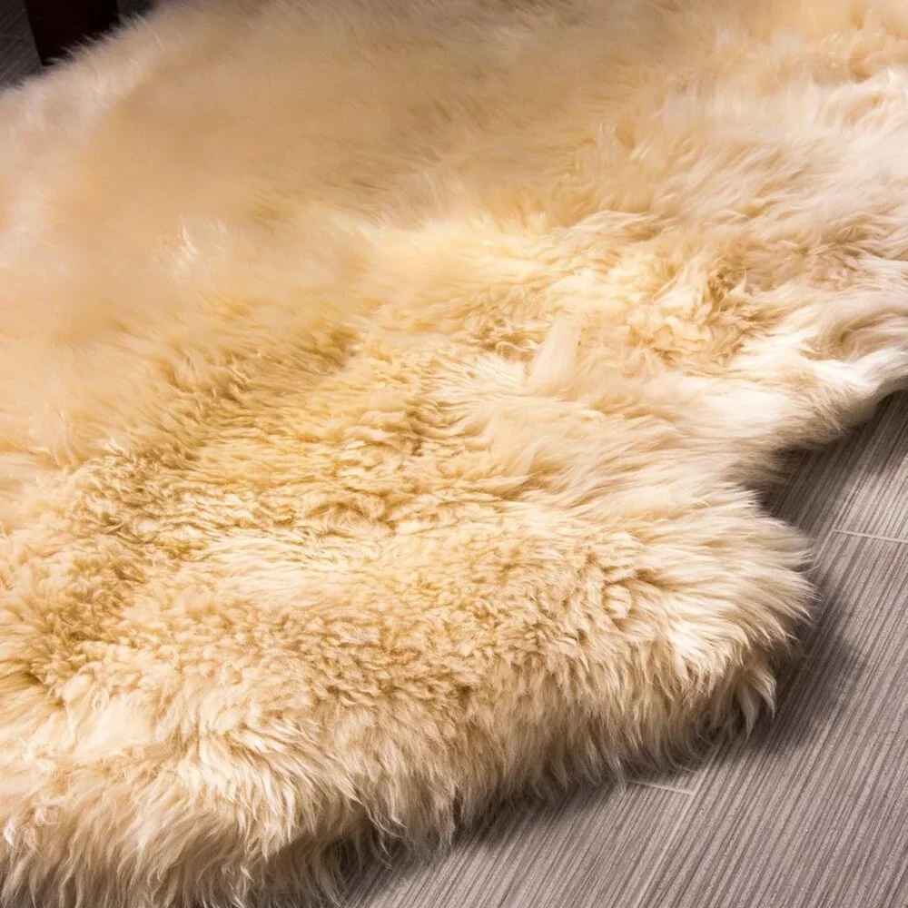 New Premium Genuine Sheepskin Rug Beige Real Australia Sheepskin Natural Luxury